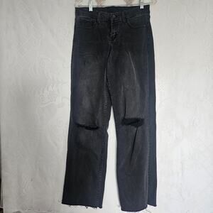 Buckle Black Fit No. 53 Women 28×34 Wide Leg Distressed Jeans Raw Hem Western